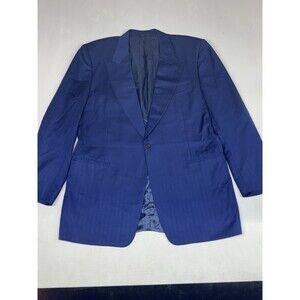 Canali Solid Royal Blue 100% Wool One Button Suit Jacket Blazer Measures 46L